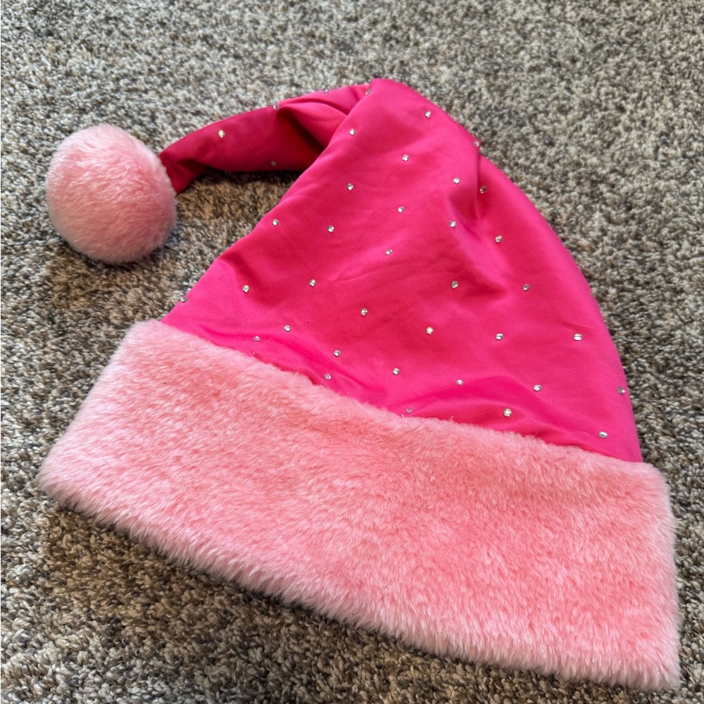 RARE Victoria Secret Vintage Hot Pink Rhinestone Santa Hat